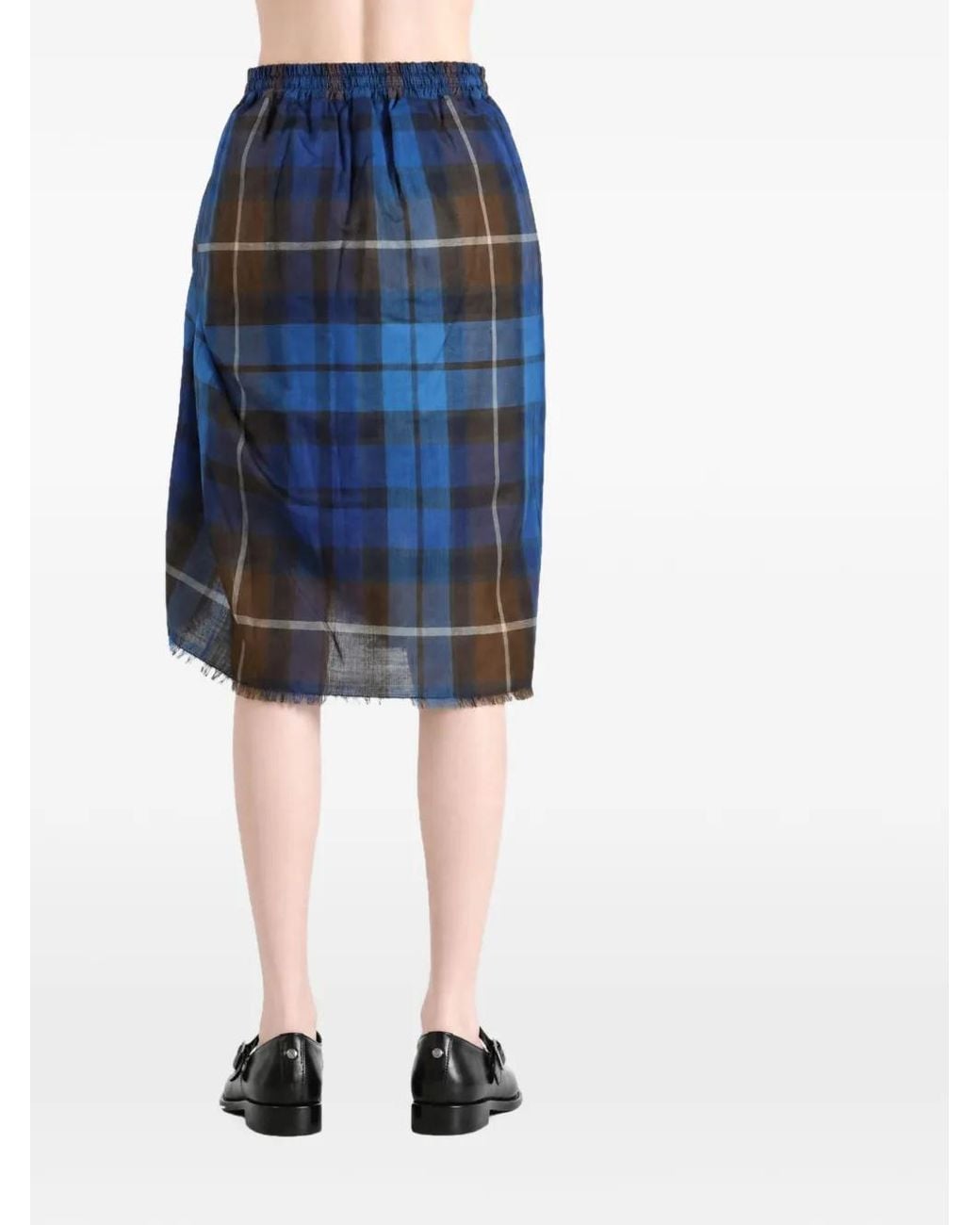 Vivienne Westwood Blue Chippendale Tartan-Print Draped Skirt