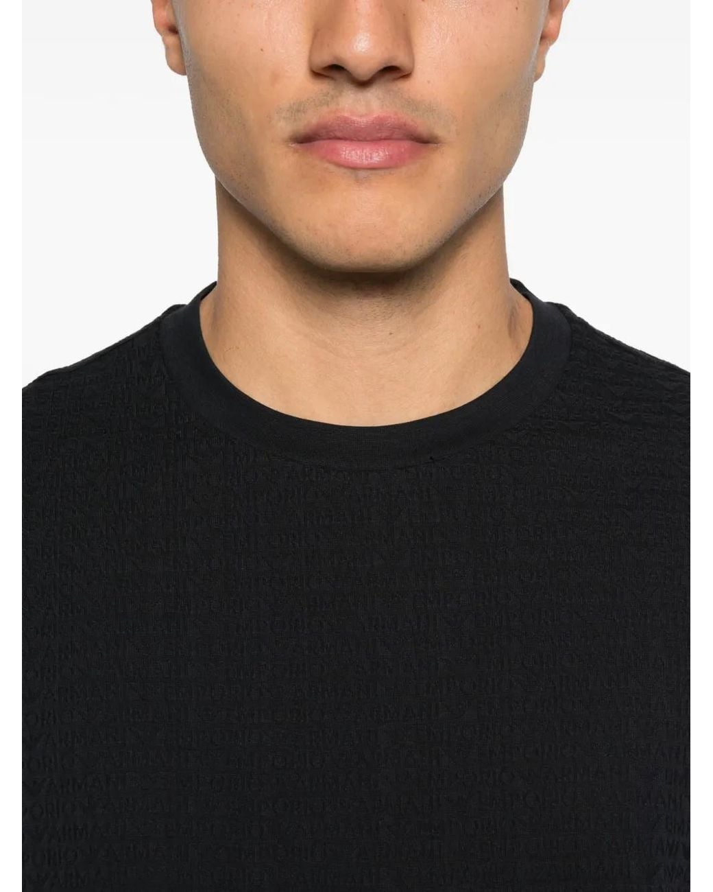Emporio Armani Black Logo Cotton T-Shirt for men