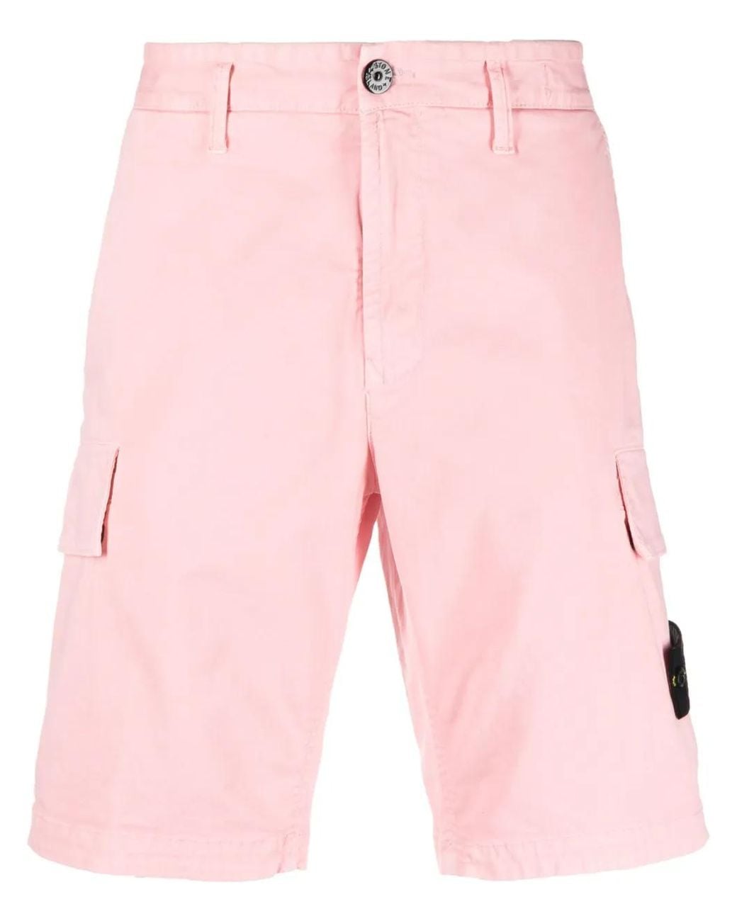 Stone Island Pink Logo-Patch Cotton Bermuda Shorts for men