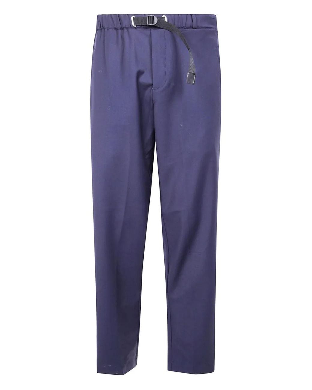 White Sand Blue Aldjustable-Belt Wool Trousers for men