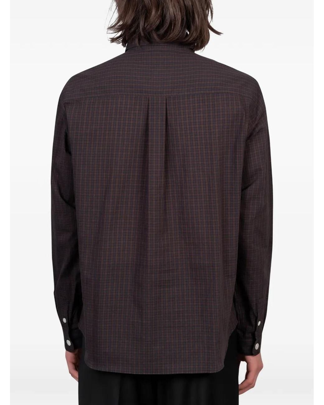 Another Aspect Blue Checked Chest-Pocket Shirt for men