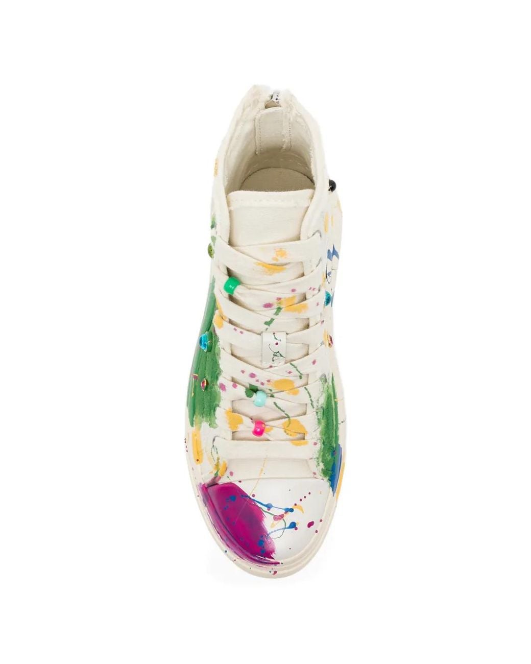 R13 Green Paint-Splatter Stud-Embellished Trainers