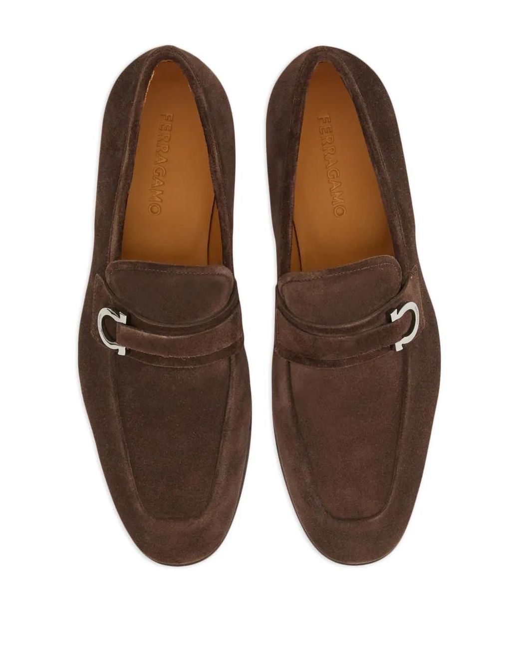 Ferragamo Brown Gancini-Buckle Leather Loafers for men