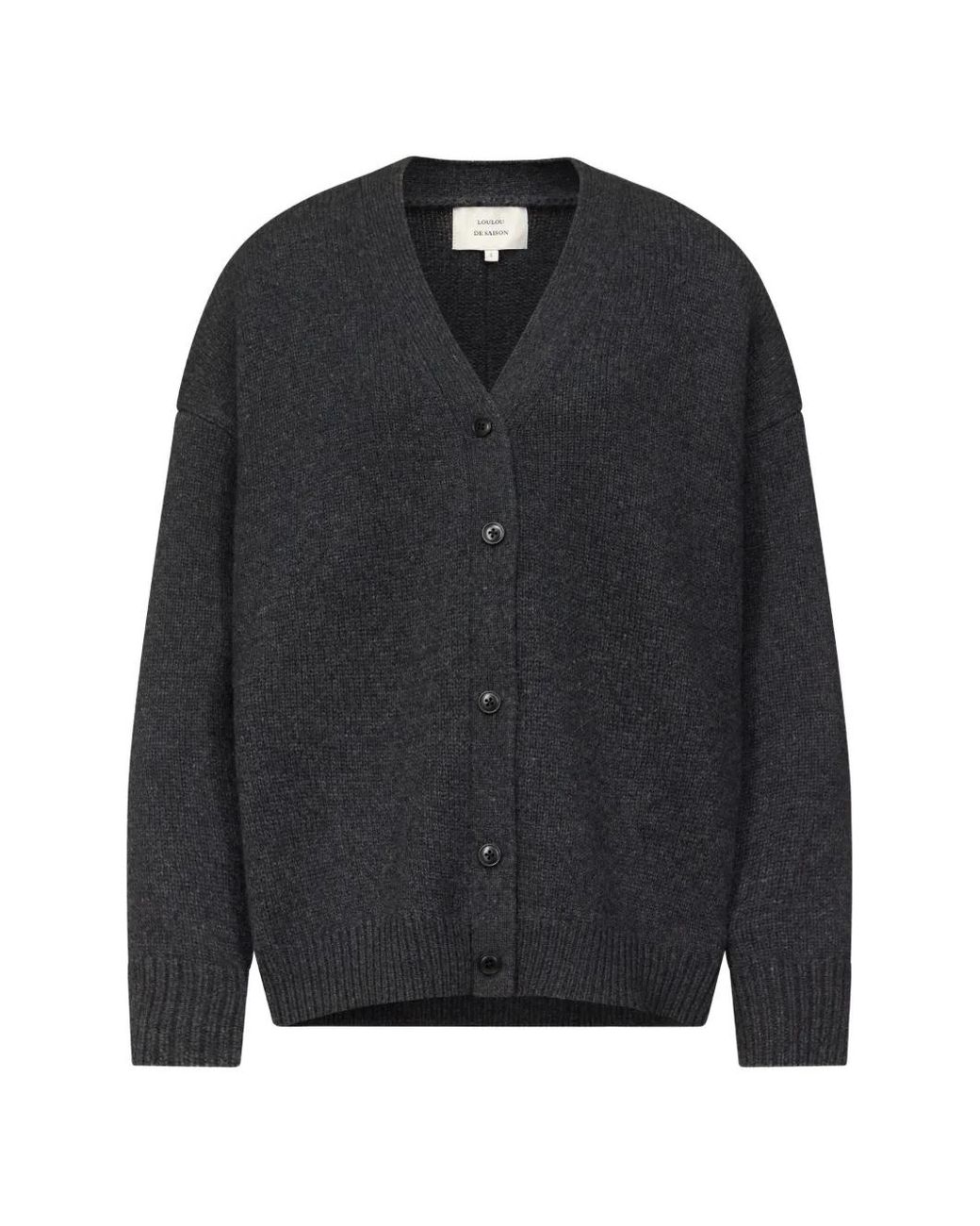 Loulou de Saison Black Duca Oversized V-Neck Cardigan