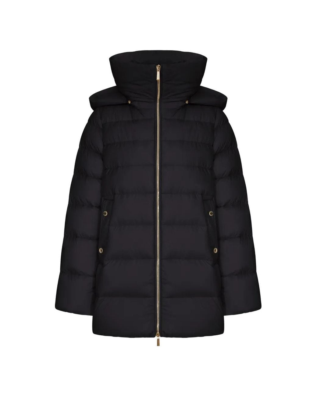 Moorer Black Hooded Quilted Jacket