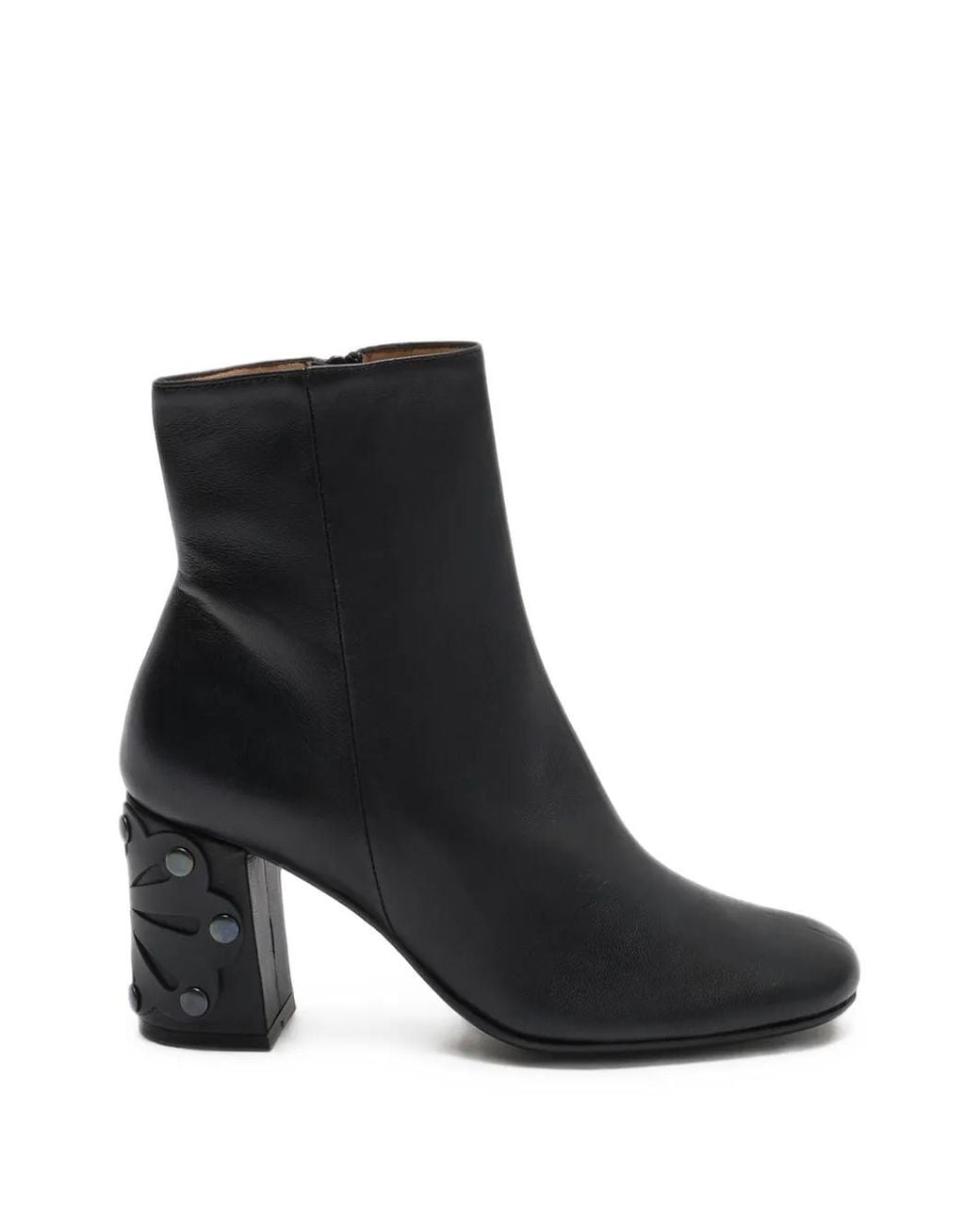 Maliparmi Black Appliqué Studded Ankle Boots