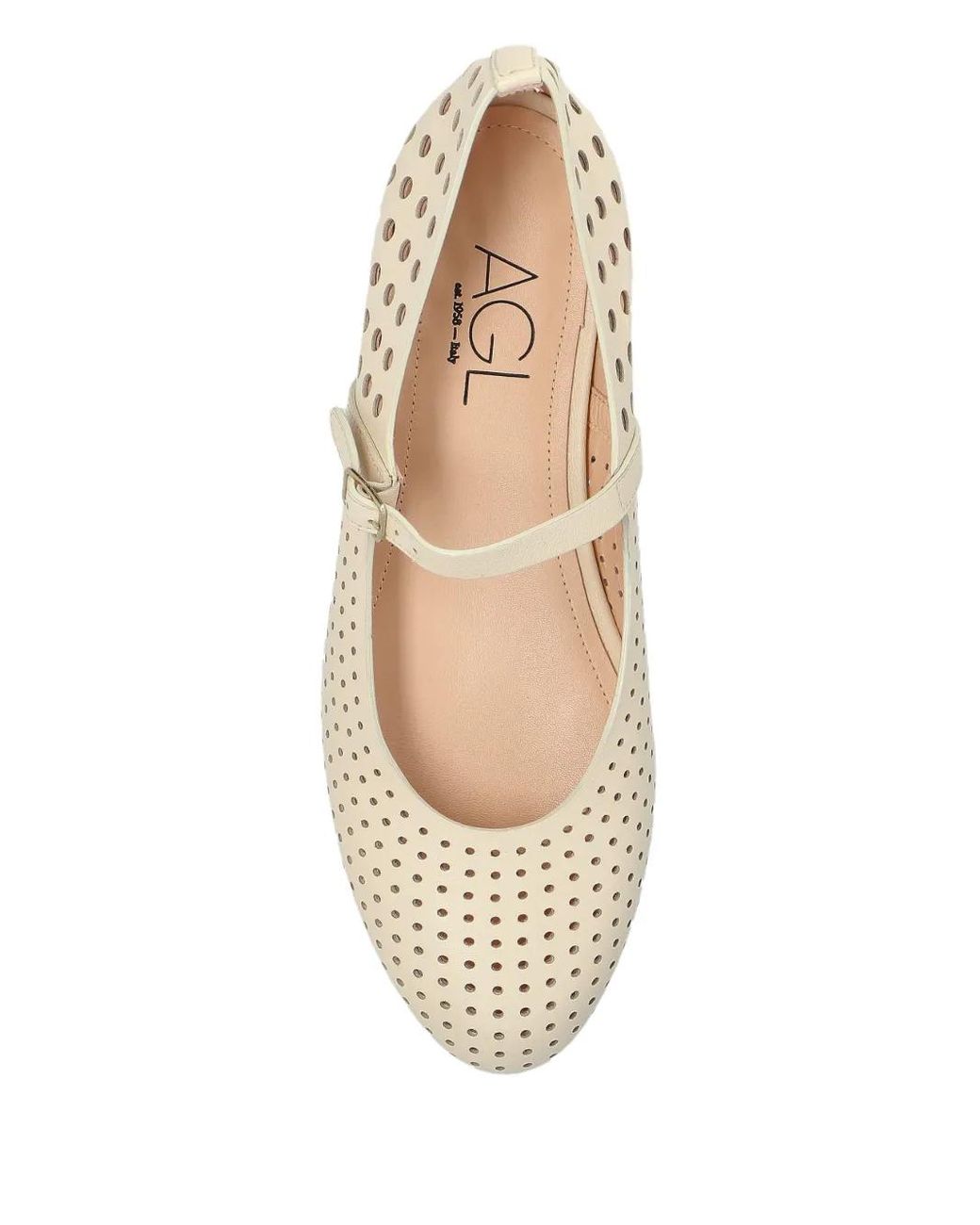 Agl Attilio Giusti Leombruni Natural Perforated-Design Ballet Flats