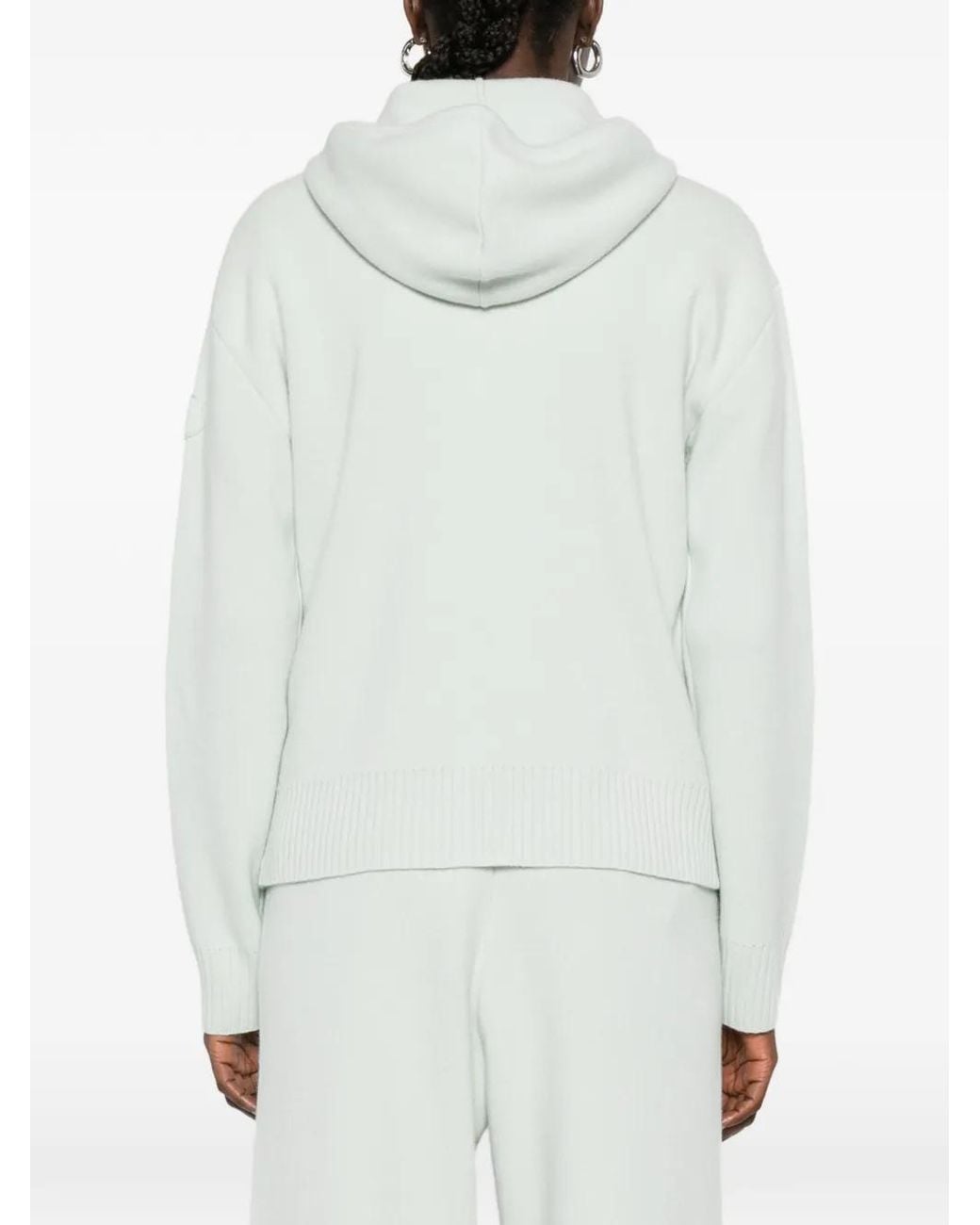 Moncler White Cashmere & Wool Zip-Up Hoodie