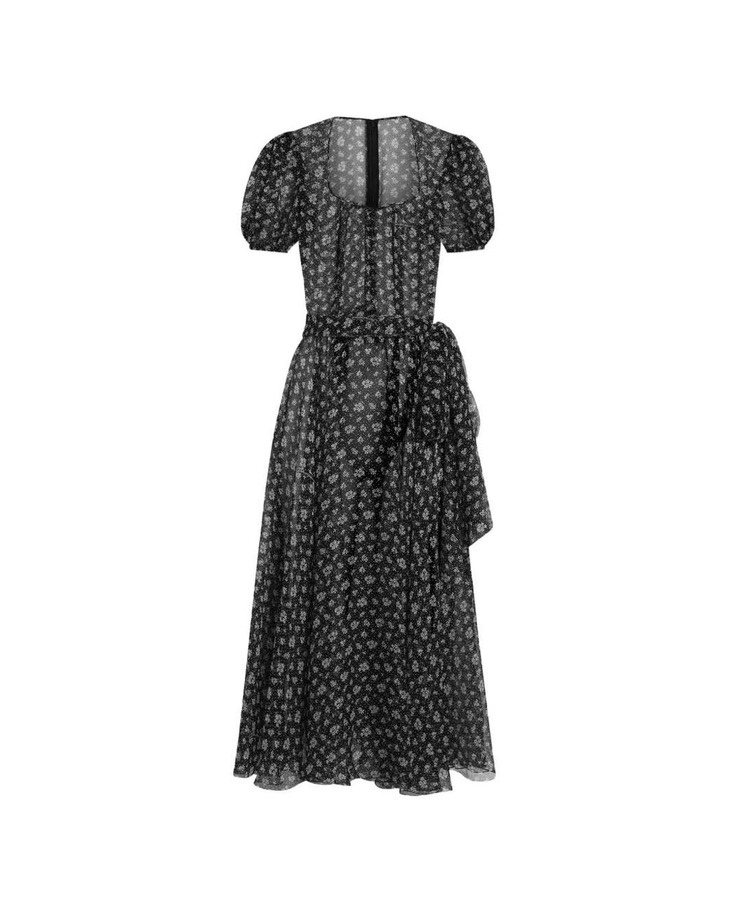 Dolce & Gabbana Black Floral Print Chiffon Dress
