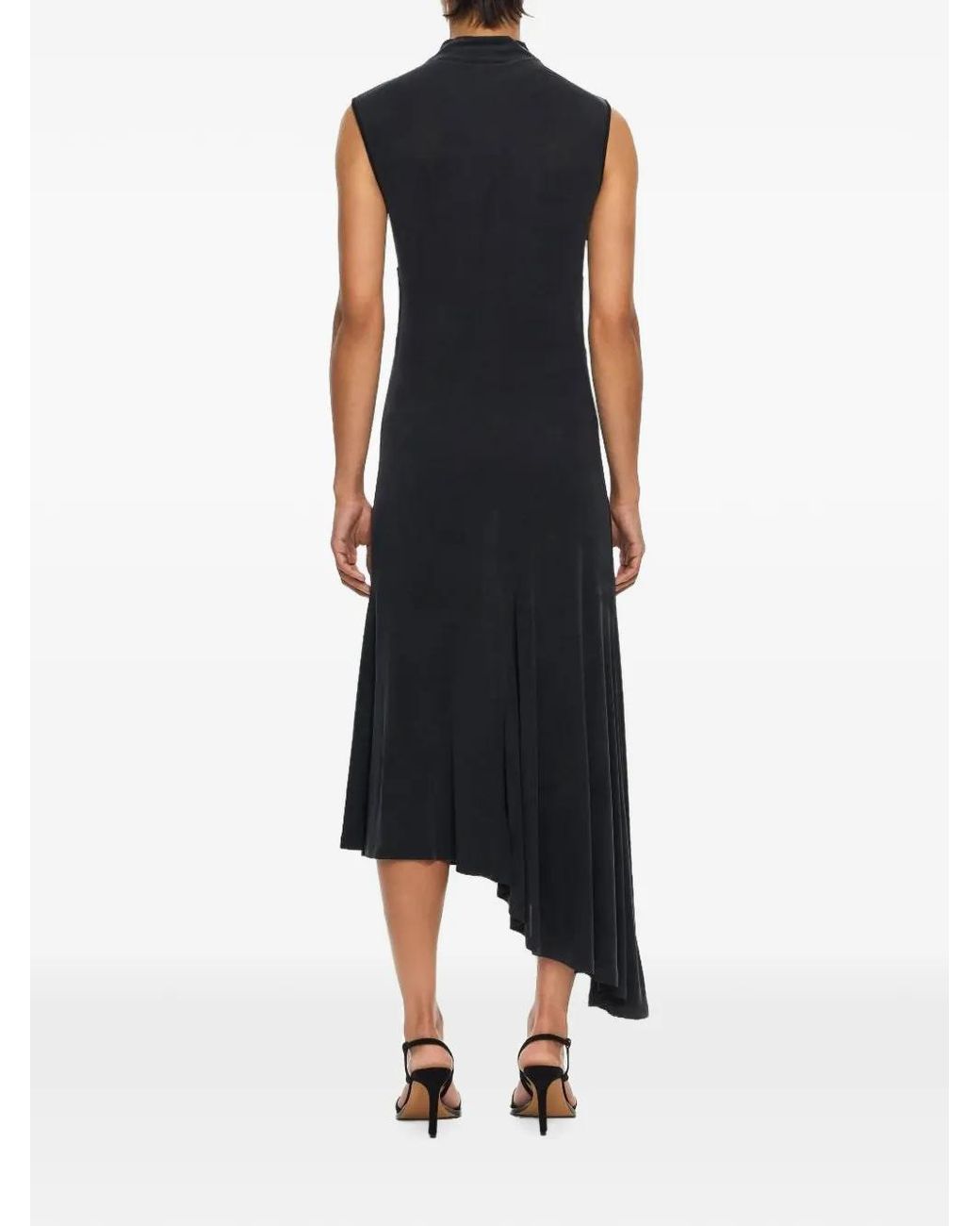 Off-White c/o Virgil Abloh Blue Cupro Rib Meteor Asymmetric Dress