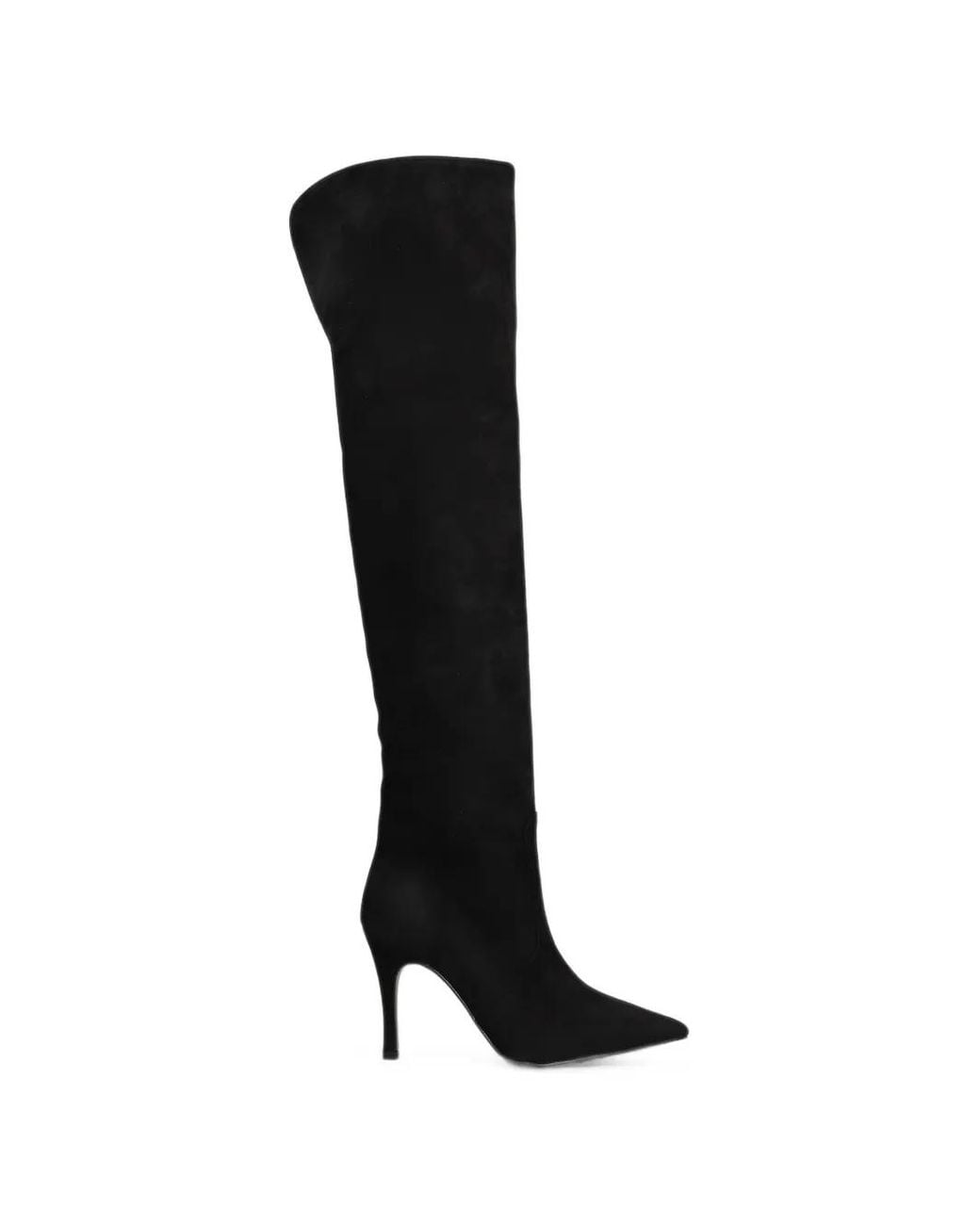 BIANCADI Black Pointed-Toe Over-The-Knee Boots