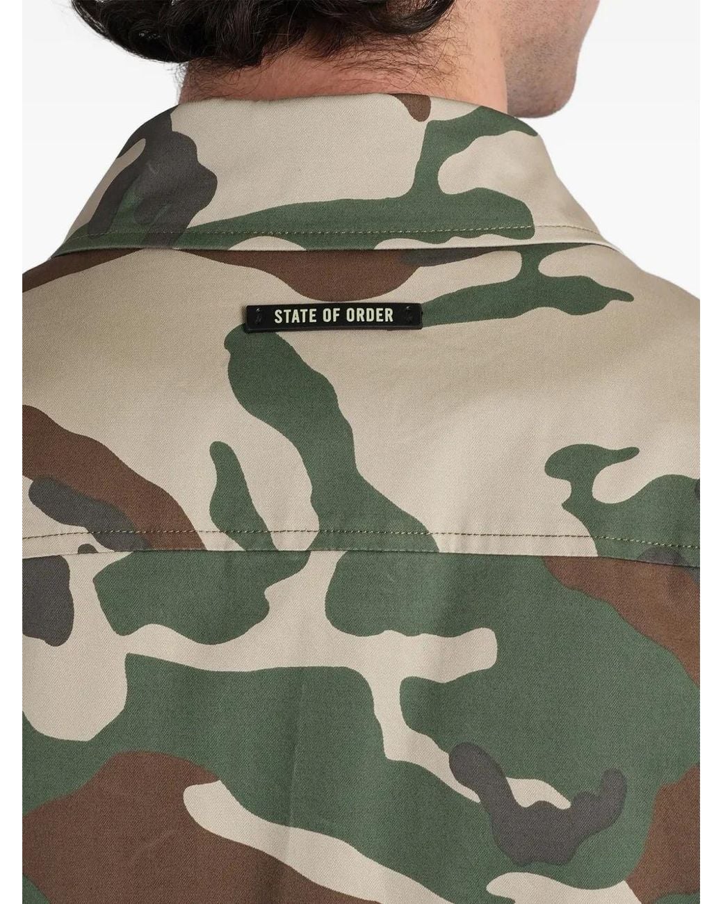 State of Order Gray Camouflage-Print Zip-Up Jacket for men