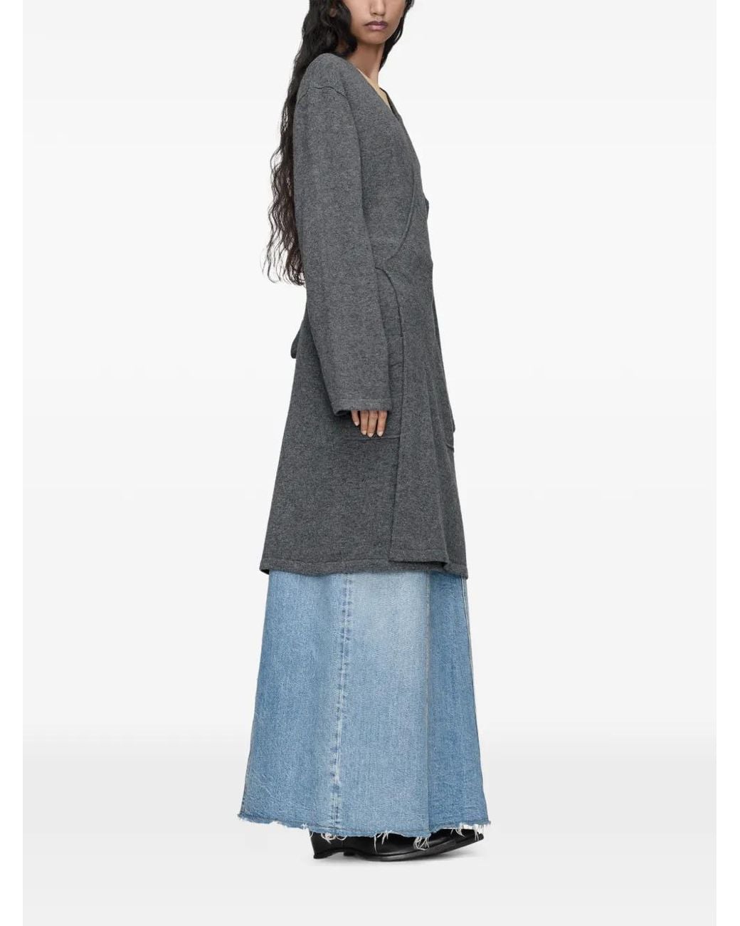 Maison Margiela Gray Wrap-Style Knitted Cardigan