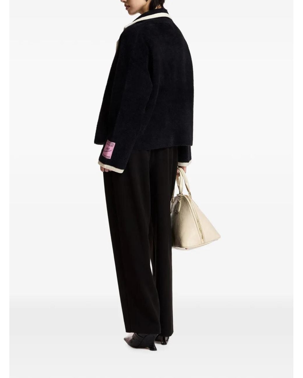 Essentiel Antwerp Black Double-Breasted Faux-Shearling Jacket
