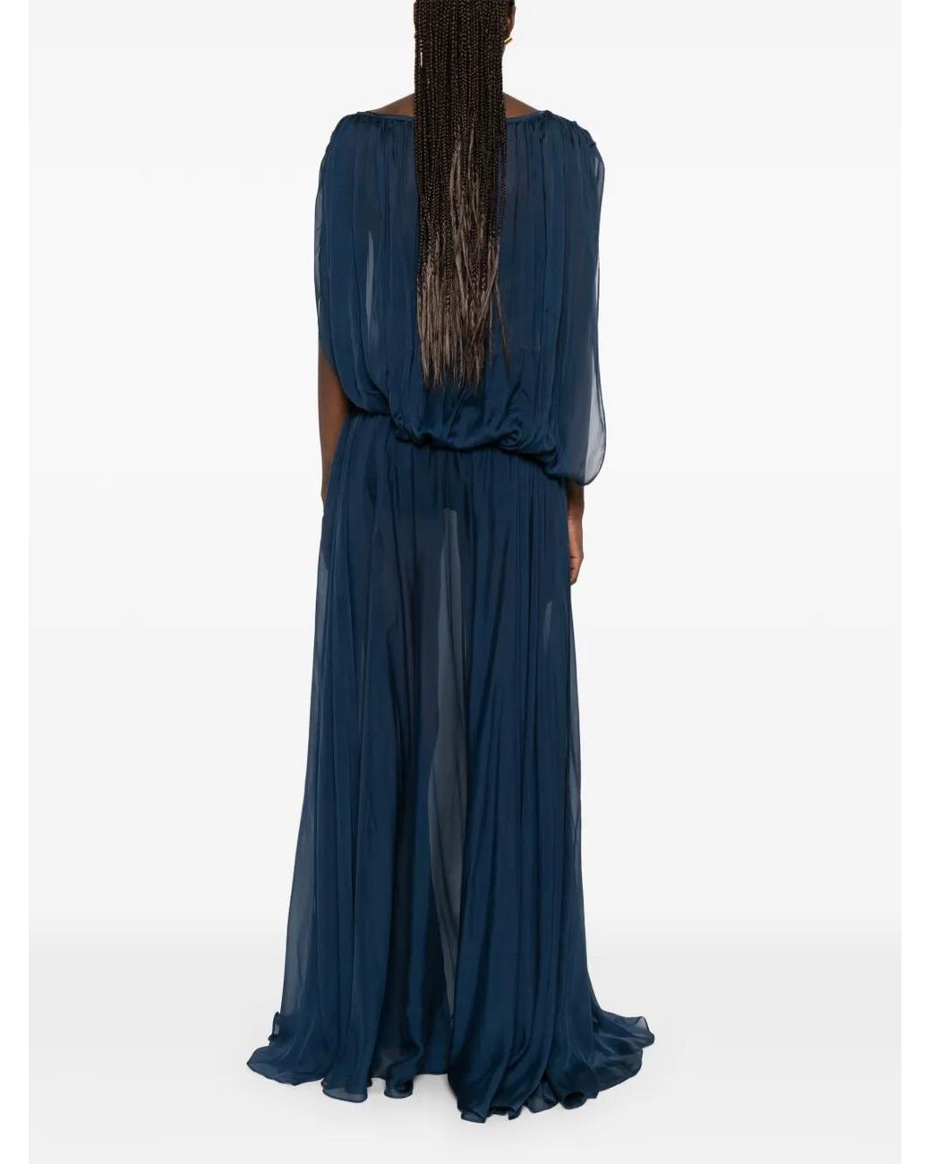 Dunesi Blue Sheer Button-Front Dress
