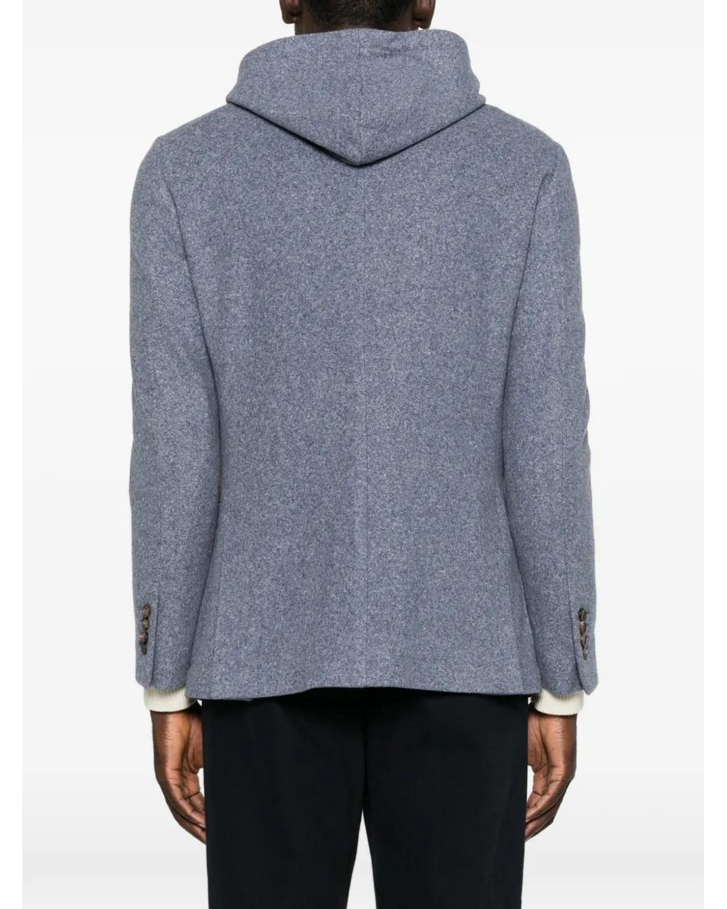 Eleventy Blue Layered-Effect Hooded Jacket for men