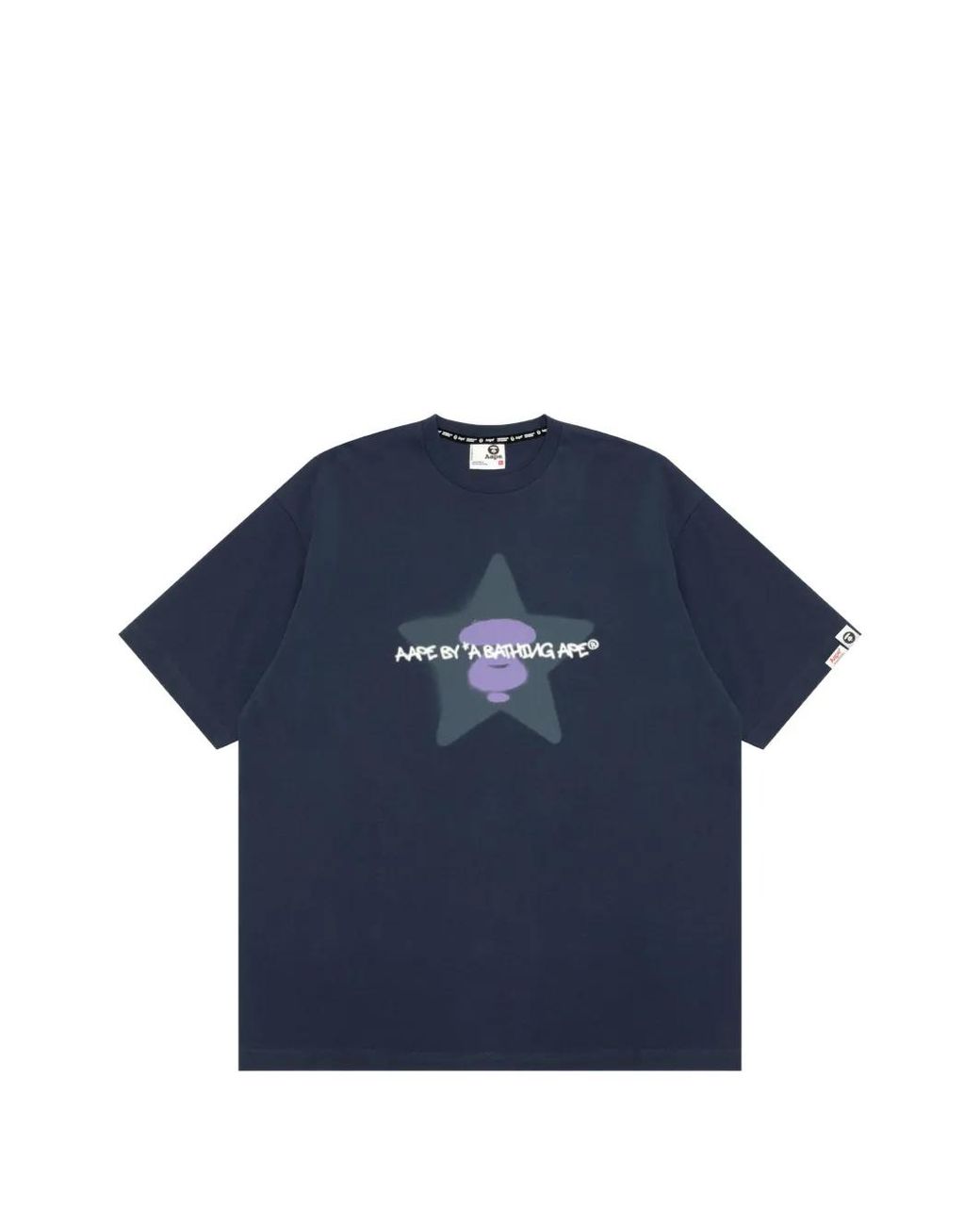 Aape By A Bathing Ape Blue Aapeunvs Moonface-Print T-Shirt for men