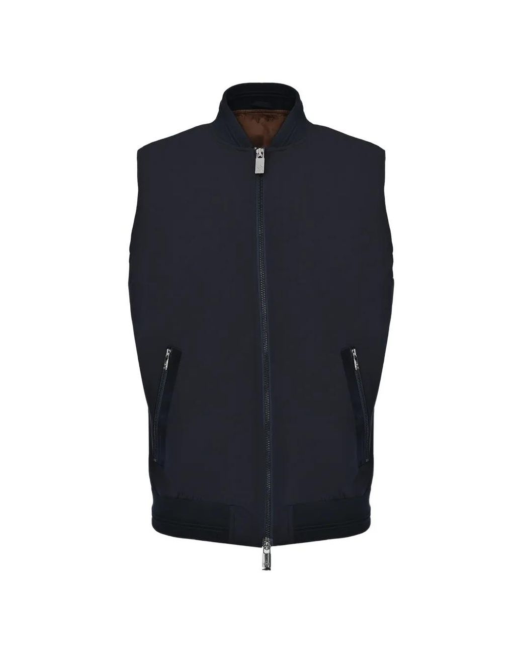 Pal Zileri Blue Zip-Up Ribbed-Trim Waistcoat for men