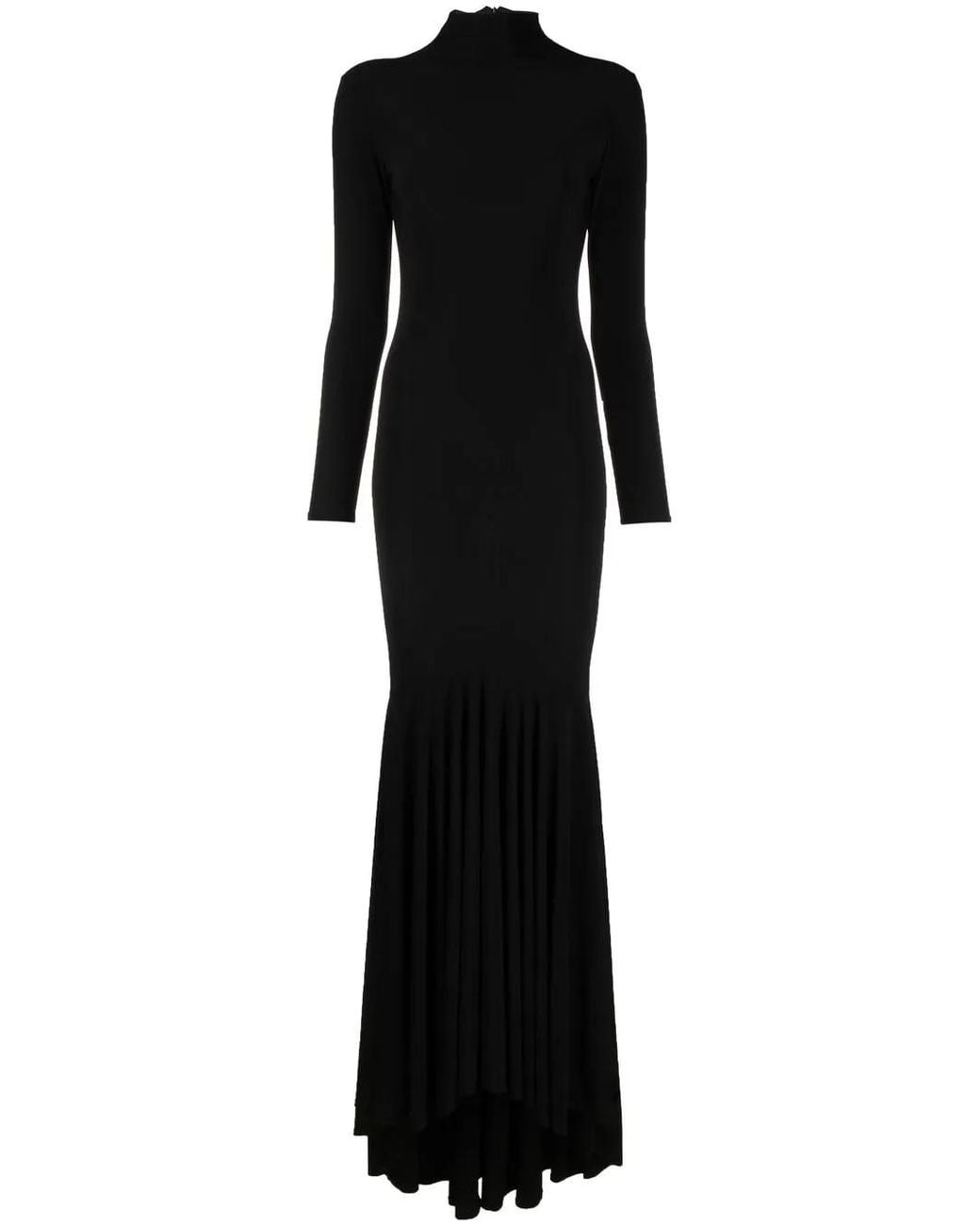 Atu Body Couture Black Long-Sleeve Flared Gown