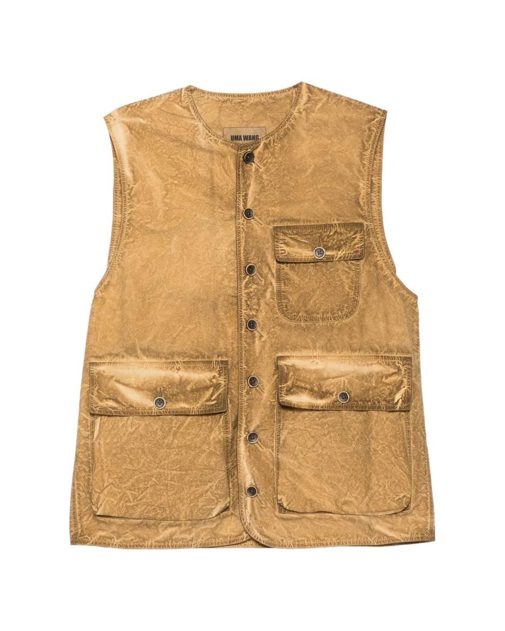 Uma Wang Natural Vest With Flap And Button Pocket for men