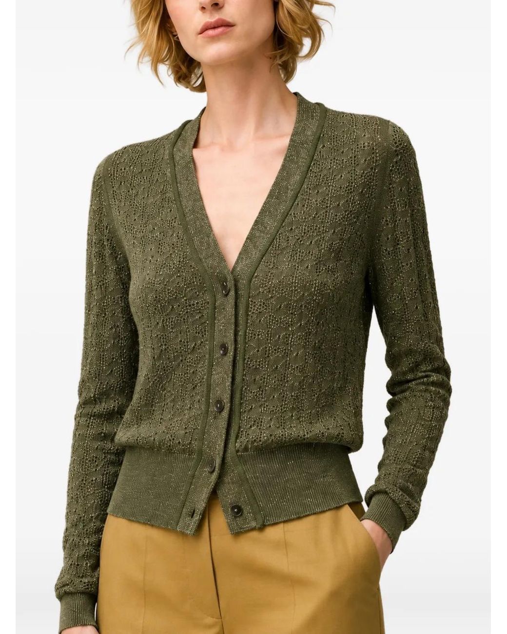 RETORI Green Jacquard-Knit Cardigan