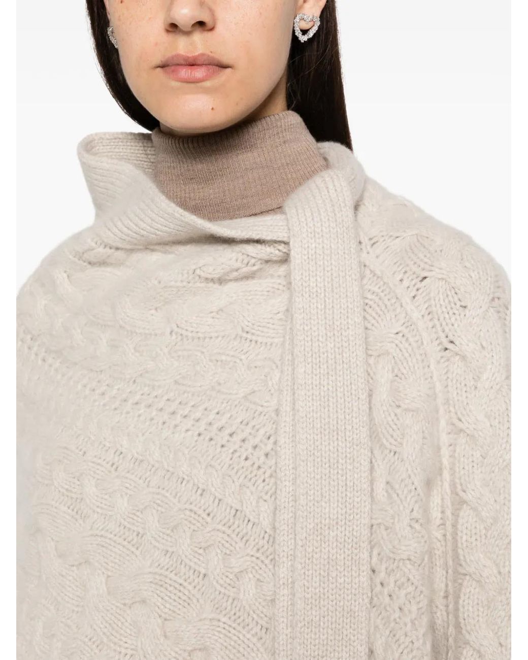 Ermanno Scervino White Cable-Knit Cape