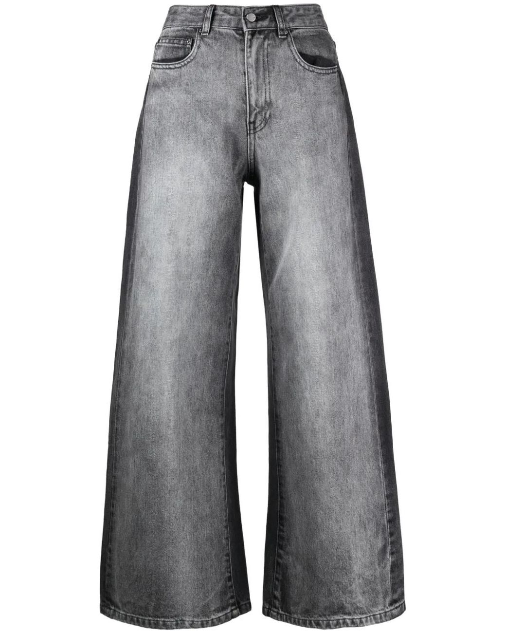 JNBY Gray Panelled Wide-Leg Jeans