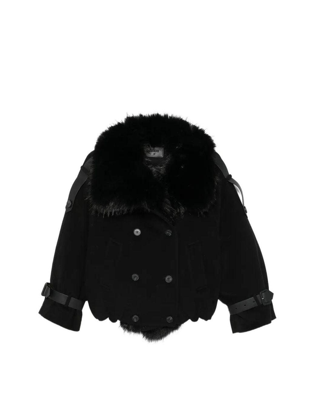 Rudsak Black Faux-Fur Trim Double-Breasted Coat
