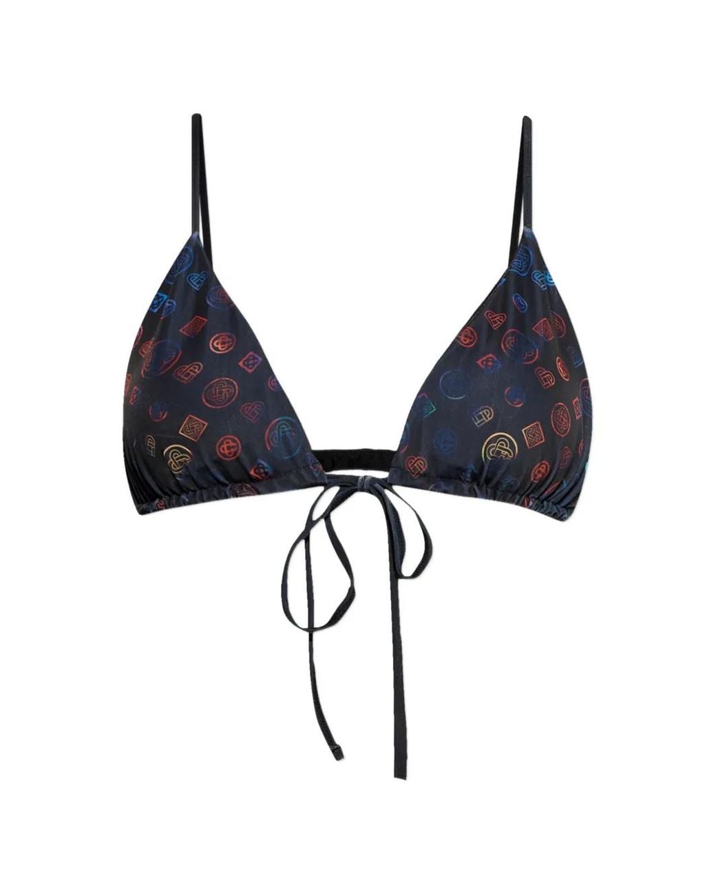 Casablanca Blue Monogram Tie Bikini Top