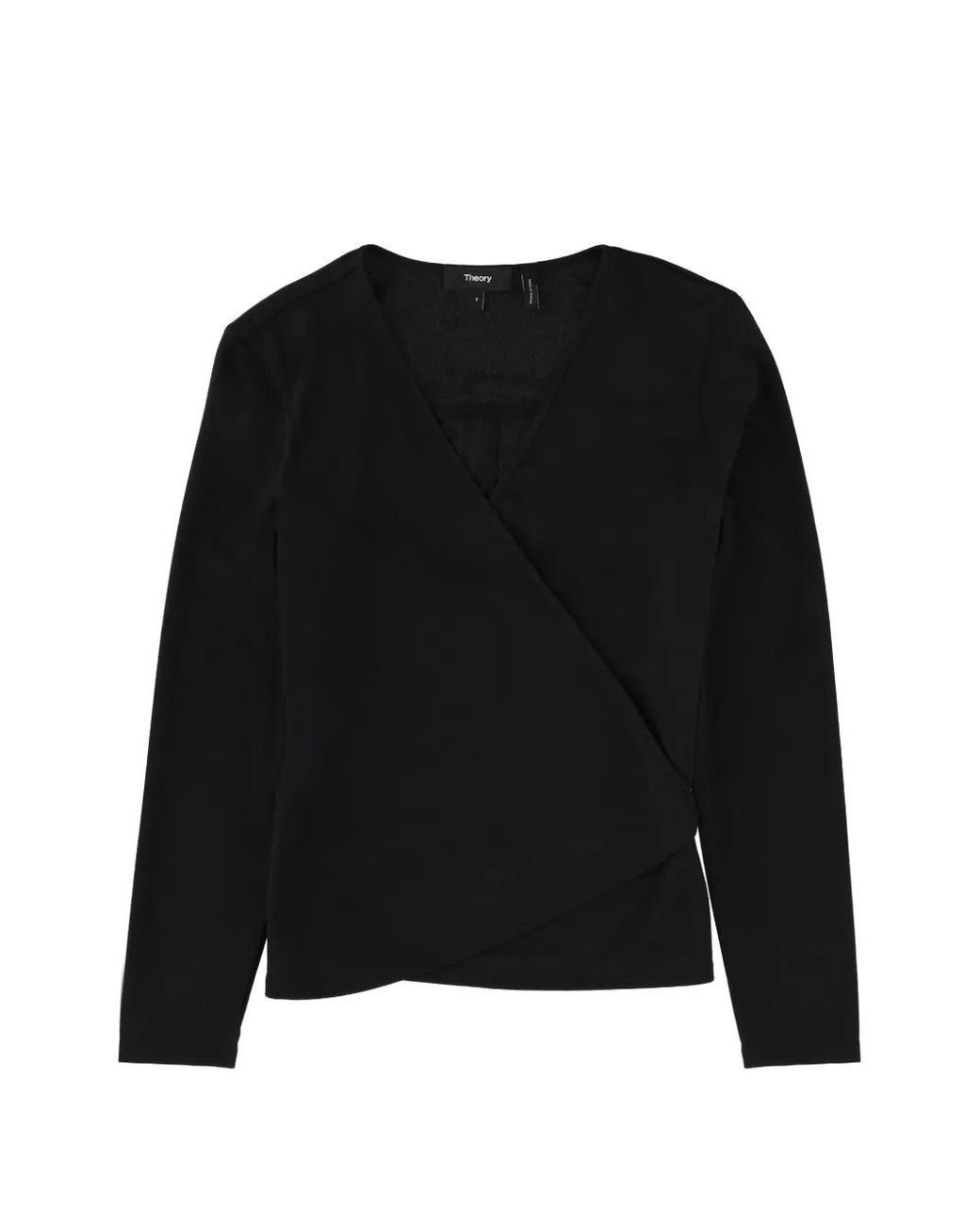 Theory Black V-Neck Wrap Sweater