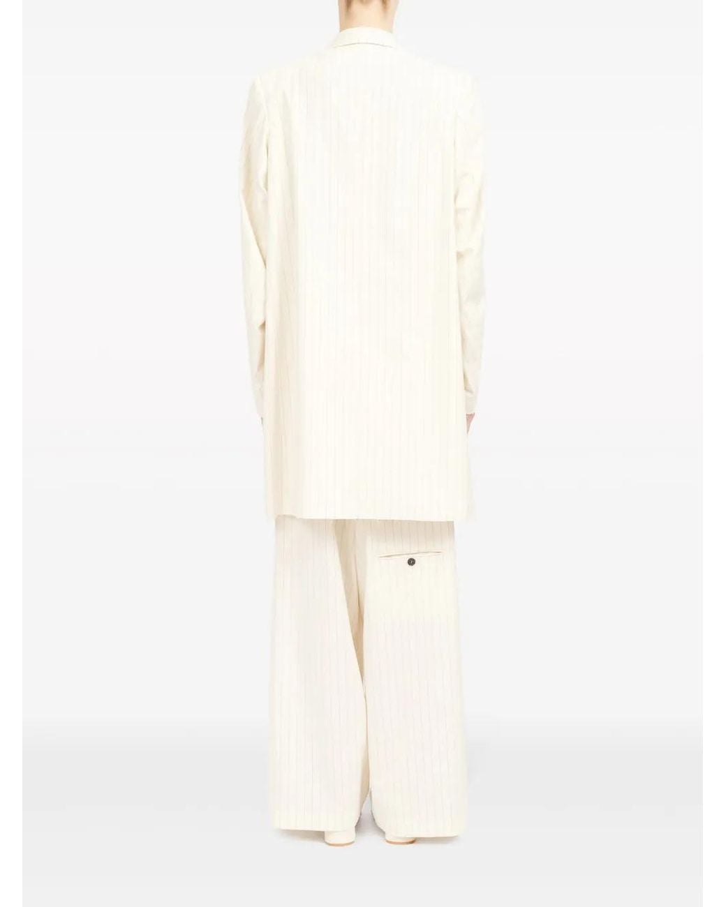 MM6 by Maison Margiela White Oversized Pinstripe Double-Breasted Blazer