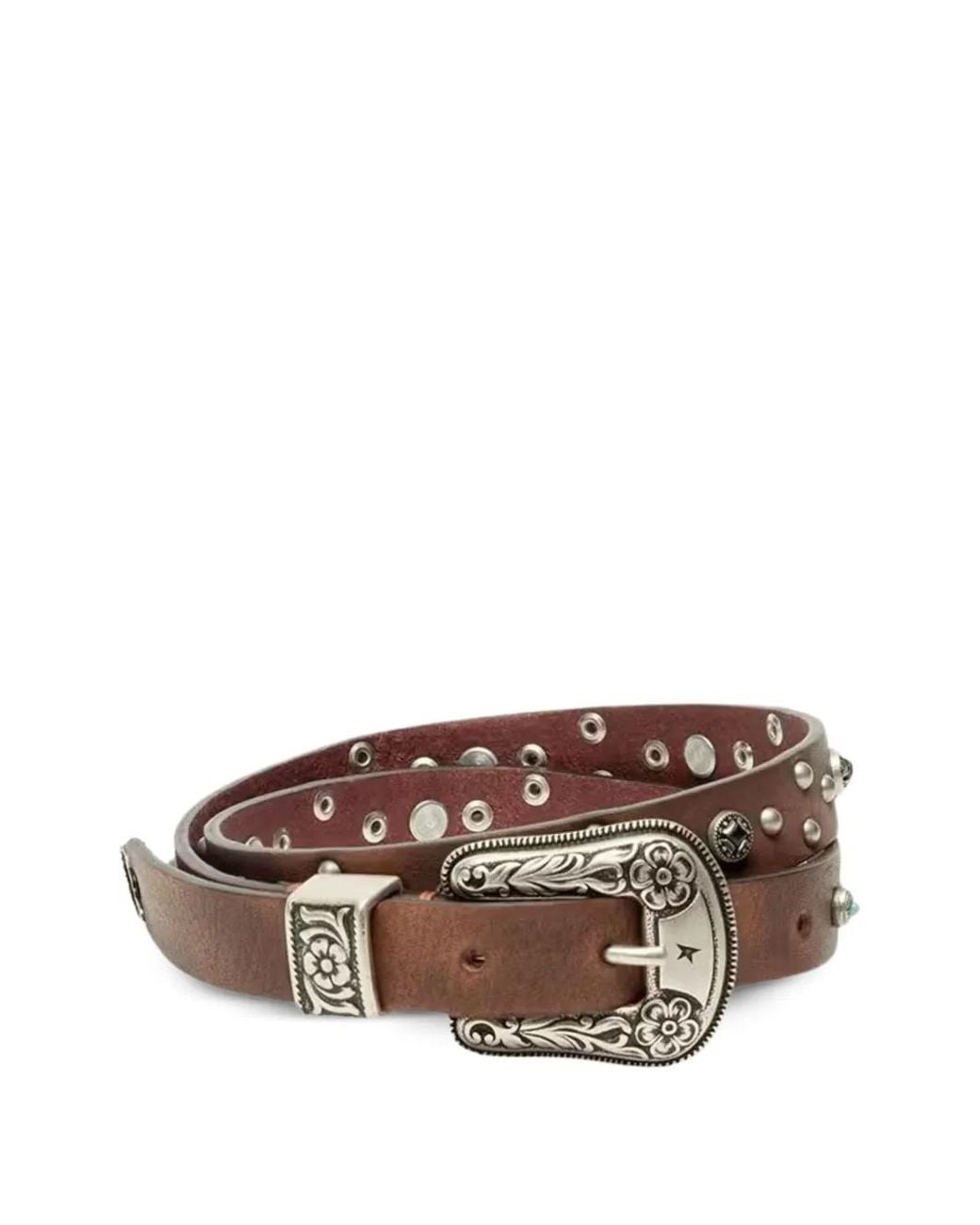Golden Goose Deluxe Brand Brown Ceinture En Cuir À Détails De Clous