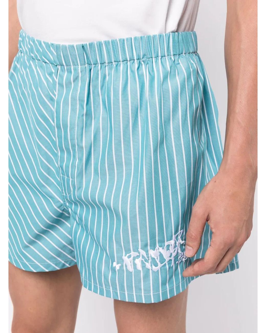 Palmier Blue Logo-Print Striped Cotton Shorts for men