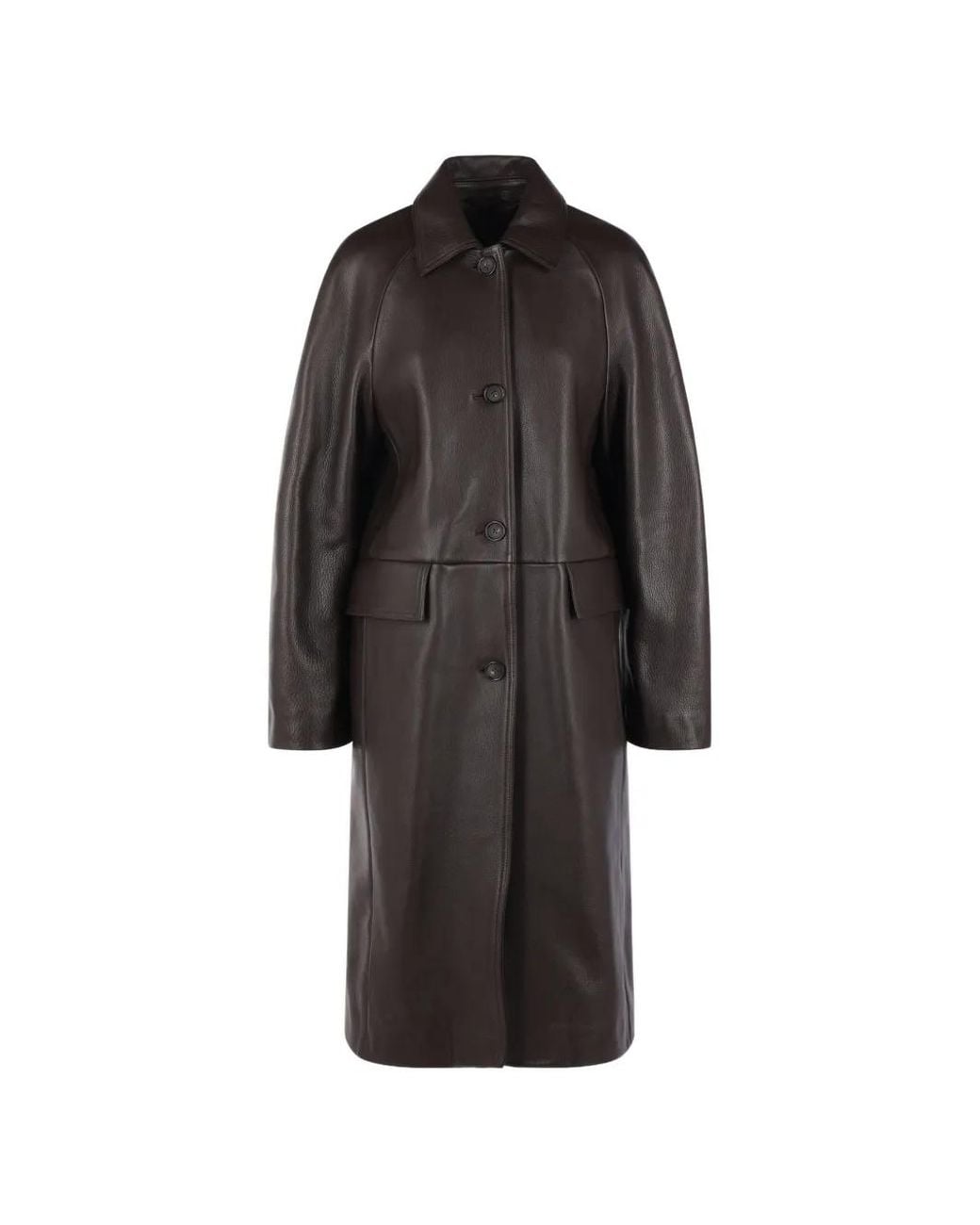 Totême Black Button-Up Leather Coat