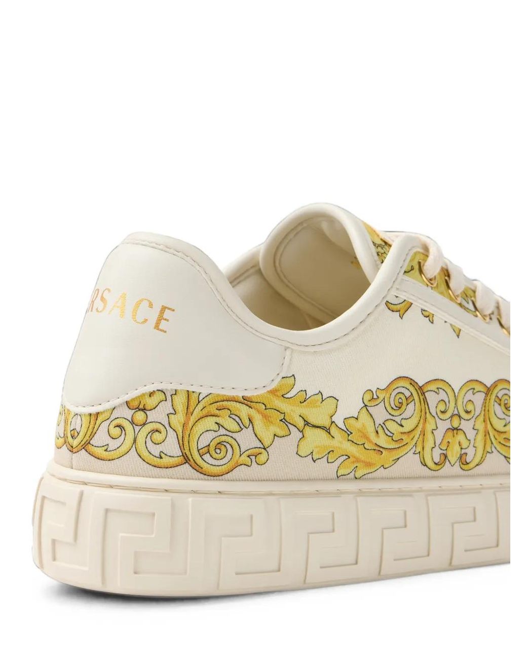 Versace Natural Greca Printed Silk-Twill Trainers