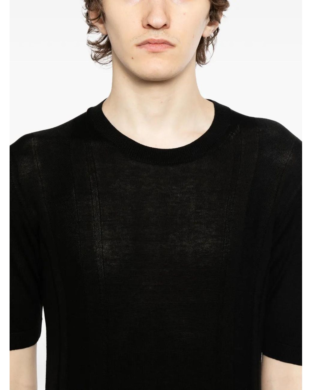 Tagliatore Black Crew-Neck T-Shirt for men