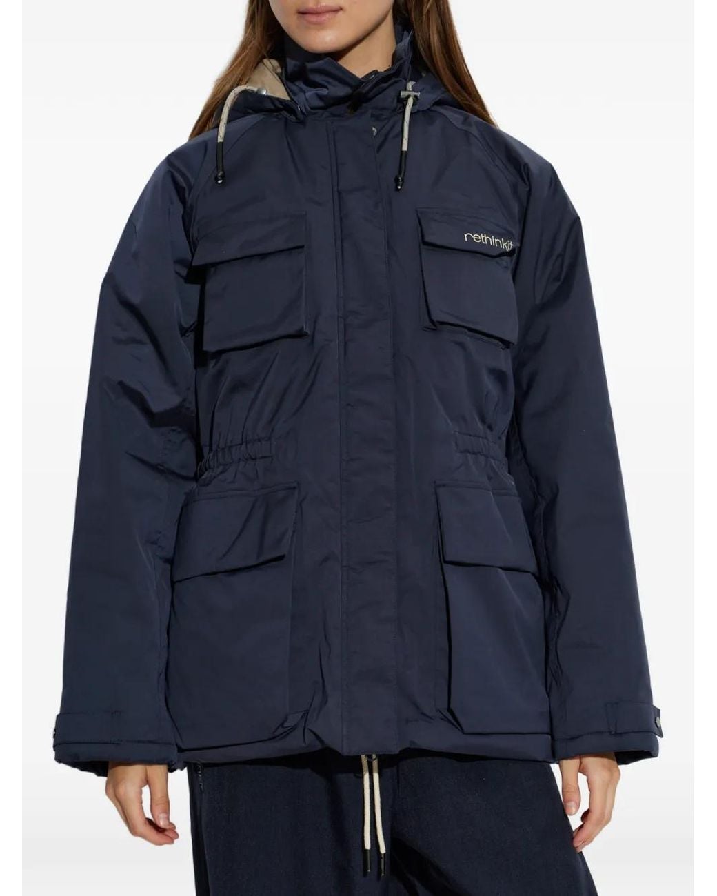 Rethinkit Studios Blue Logo-Patch Hooded Jacket