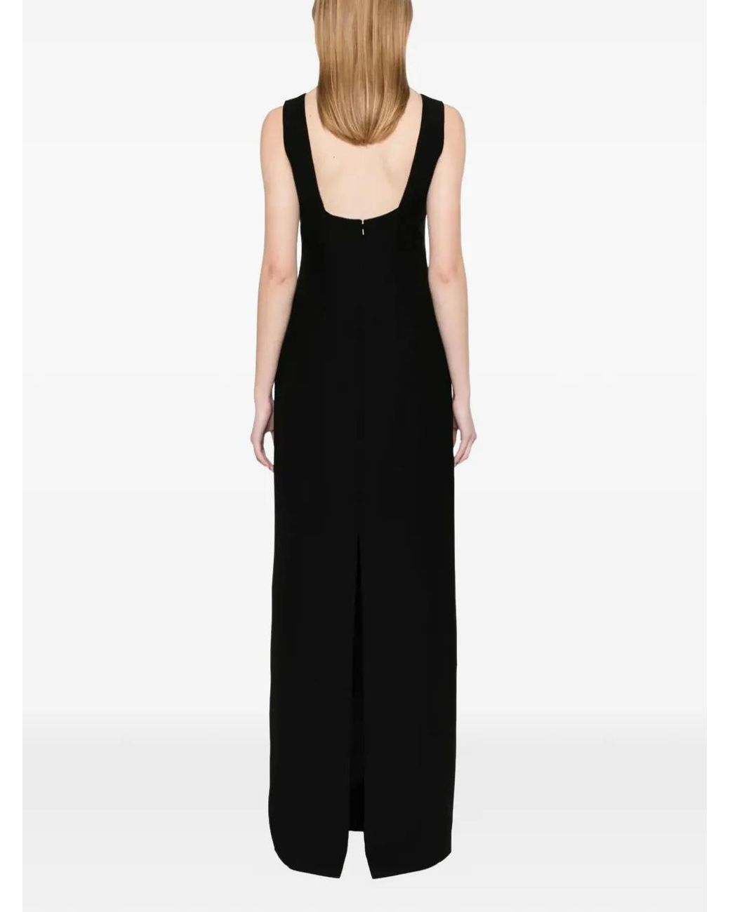Dina Melwani Black Crystal-Embellished Gown