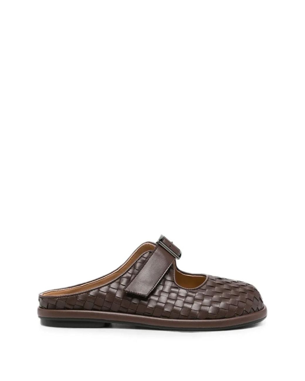 SERGIO MORETTI FIRENZE Brown Woven Buckle-Fastening Slippers