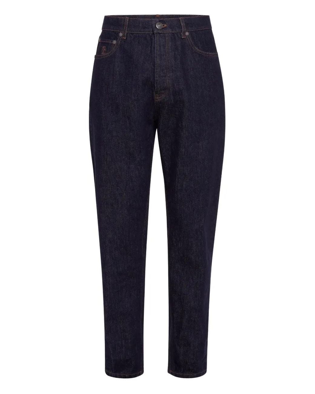 Brunello Cucinelli Blue Jeans With Embroidery for men