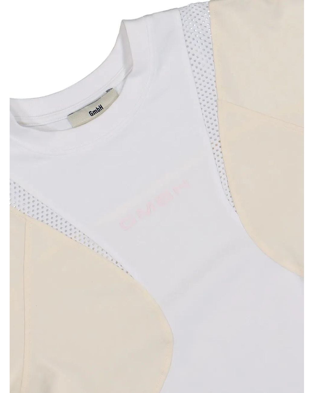 GmbH White Patchwork Mesh-Insert T-Shirt for men