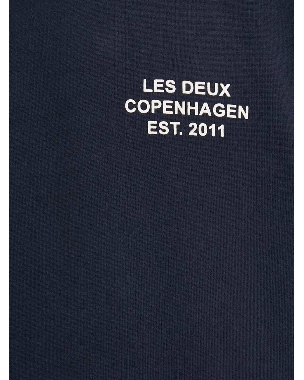 Les Deux Blue Logo Hooded Sweatshirt for men