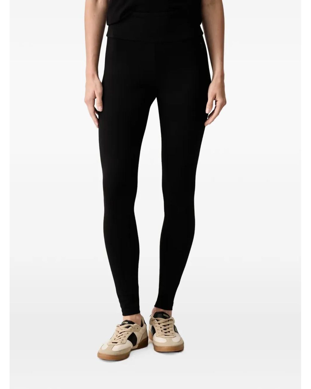 EA7 Black Logo-Print Leggings