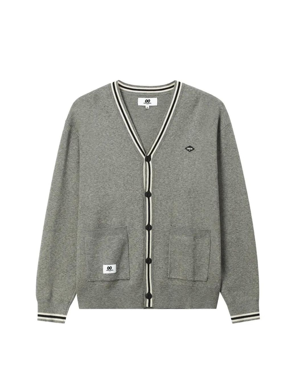 Chocoolate Gray Stripe-Trim V-Neck Cardigan for men