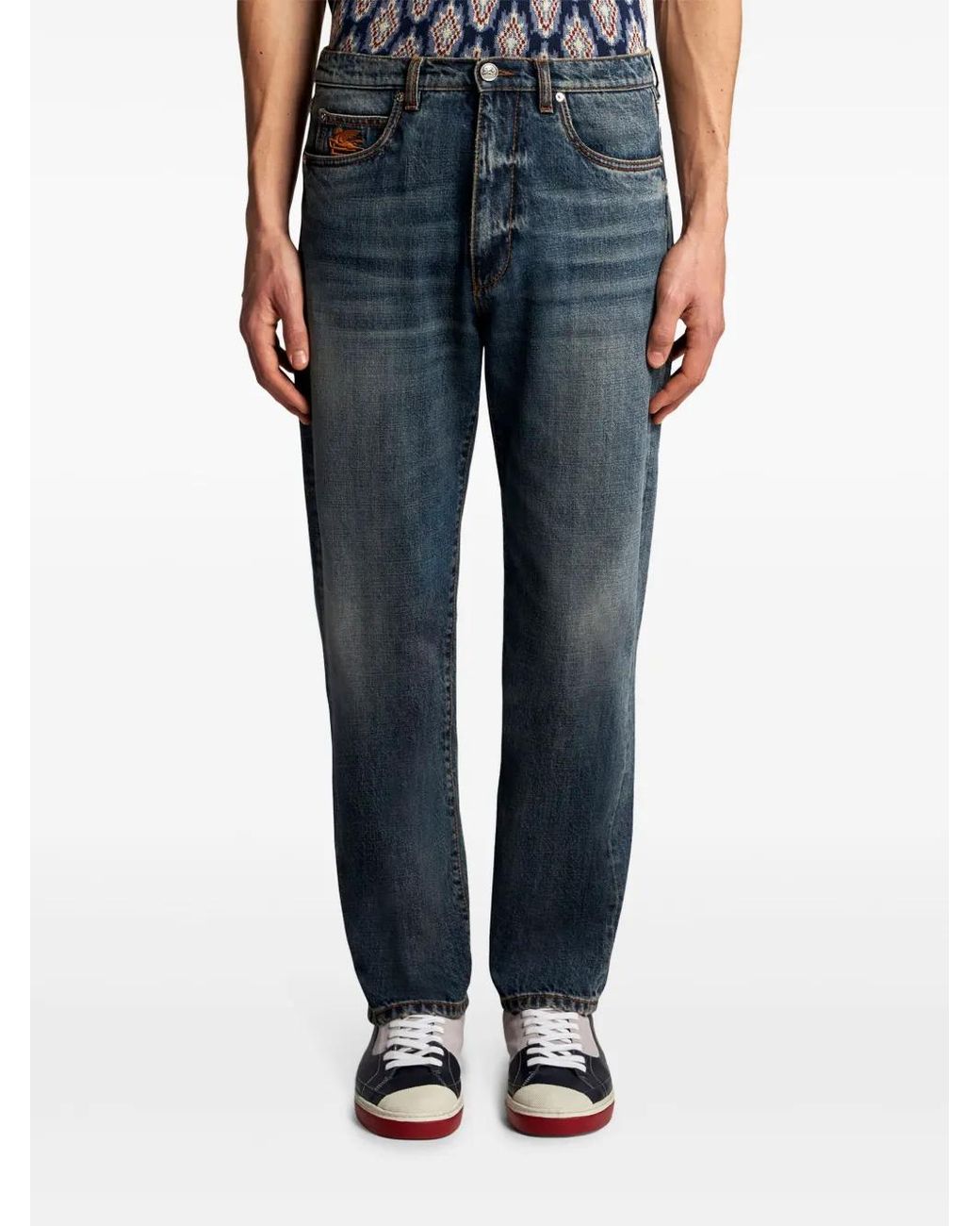 Etro Blue Vintage-Effect Jeans for men