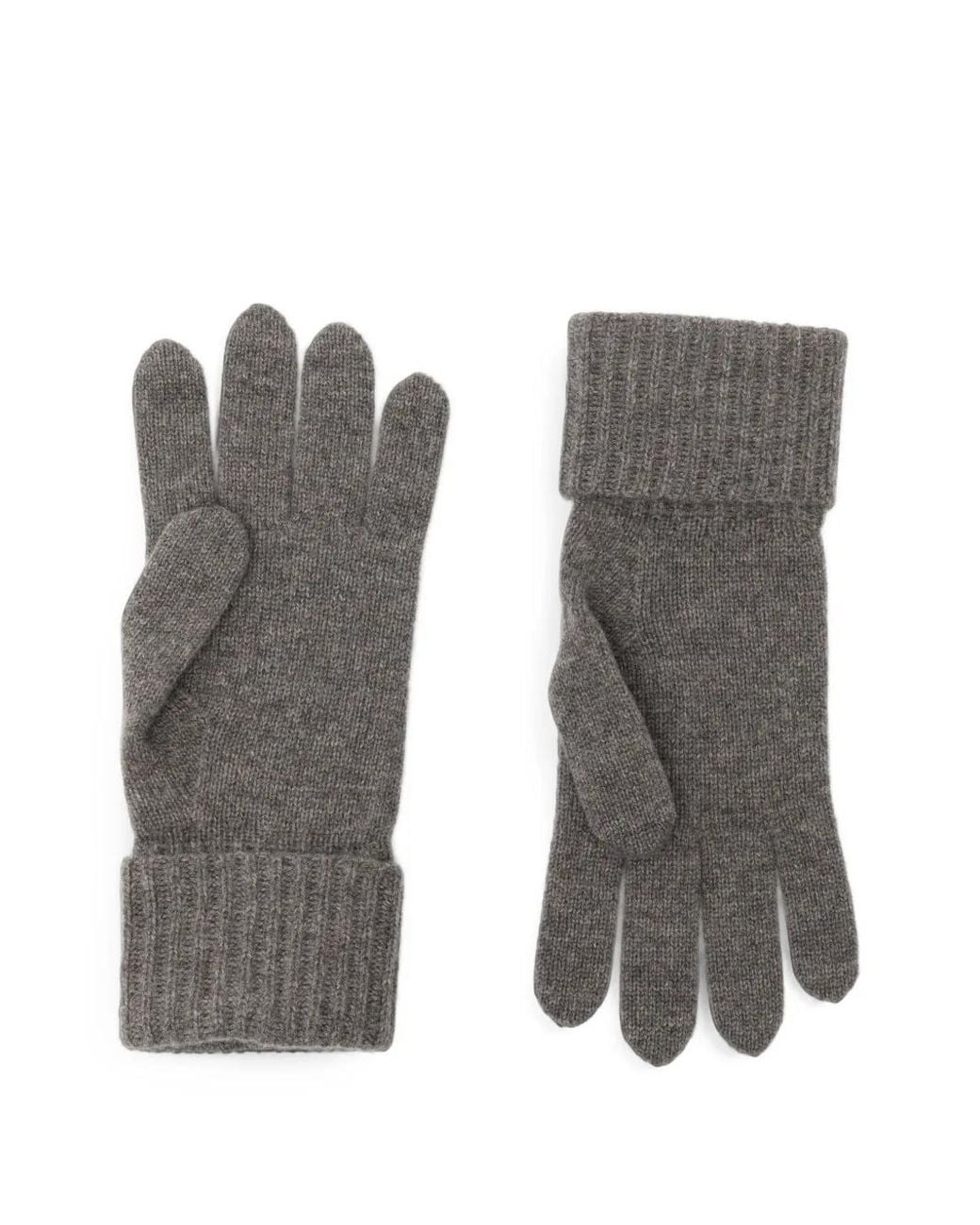 N.Peal Cashmere Gray Ribbed-Cuff Gloves