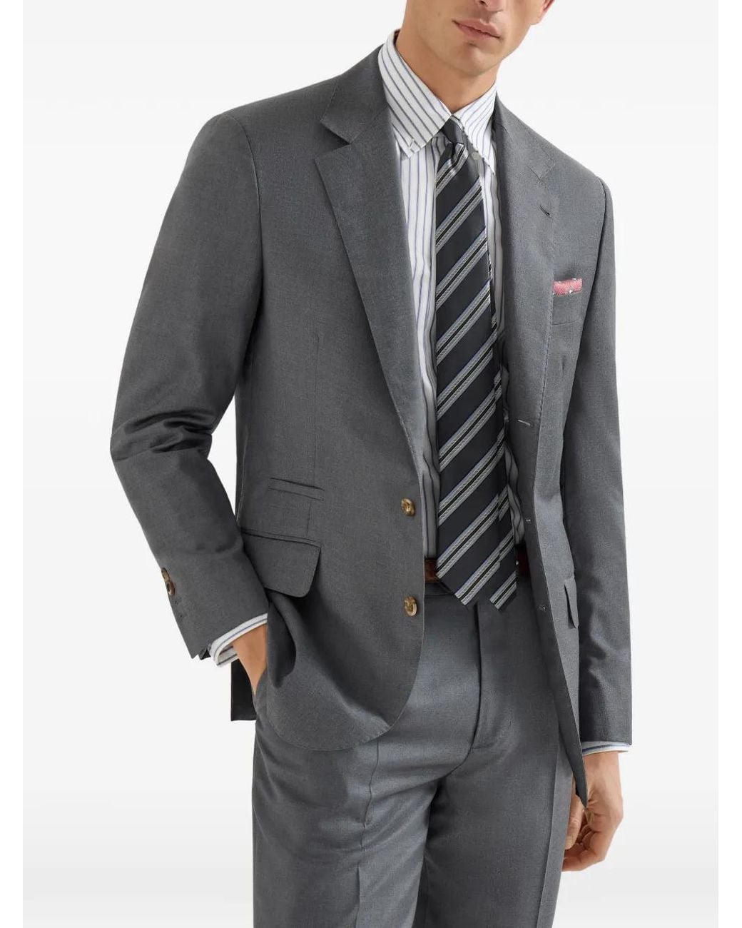Brunello Cucinelli Blue Super 150S Virgin-Wool Four Season Batavia Twill Blazer for men