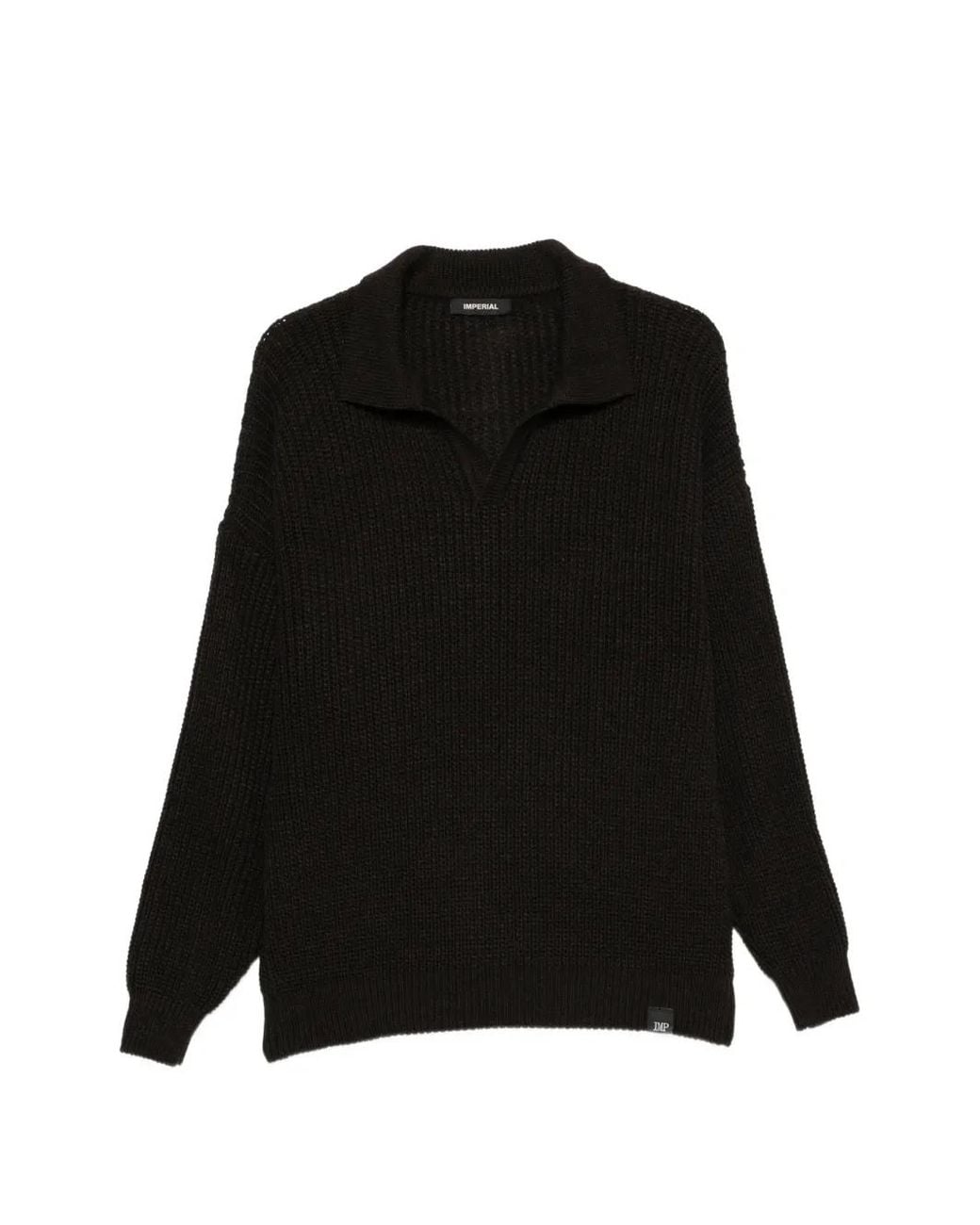 Imperial Black Ribbed-Knit Sweater for men