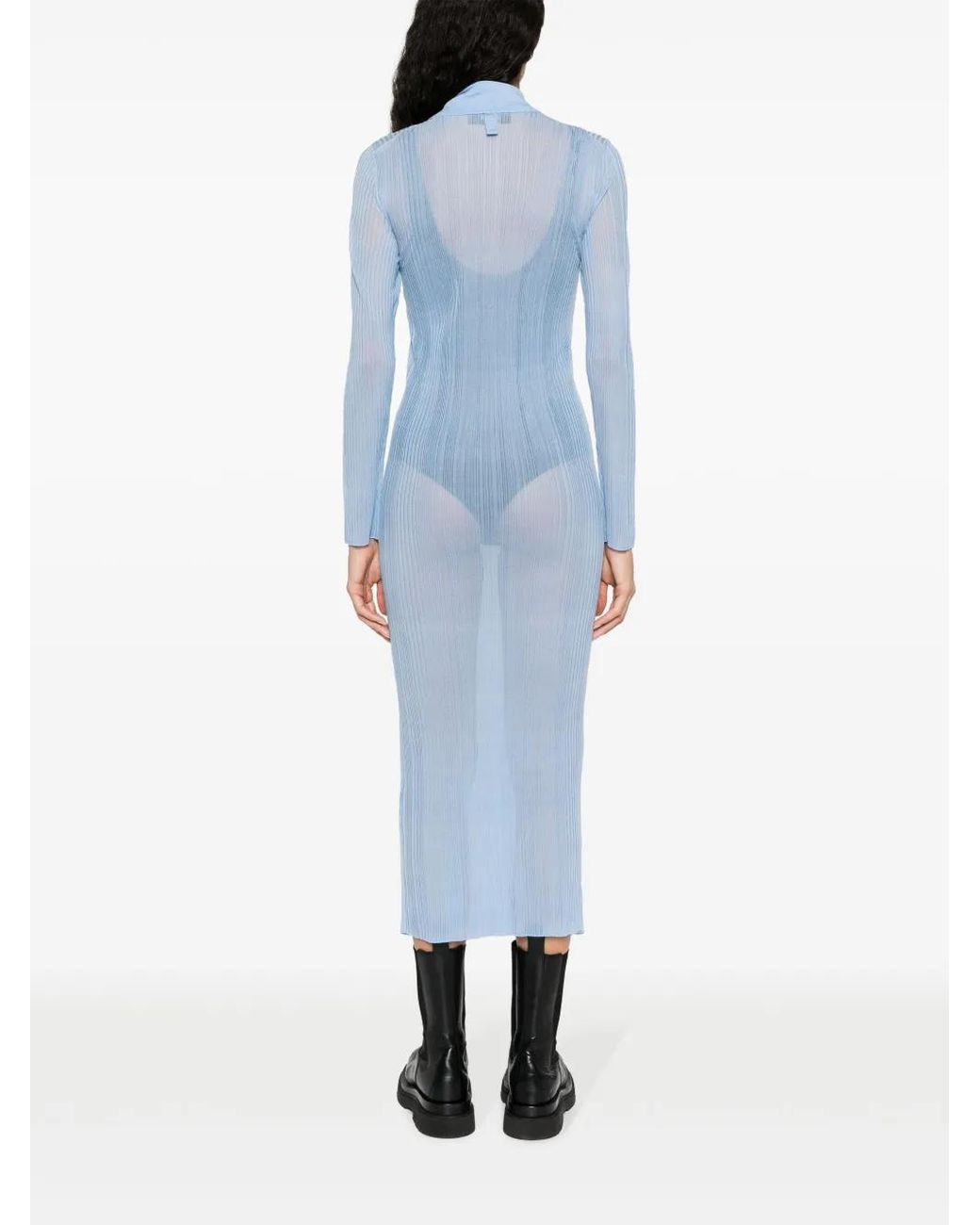 Fendi Midi-Jurk Met Lange Mouwen in het Blue