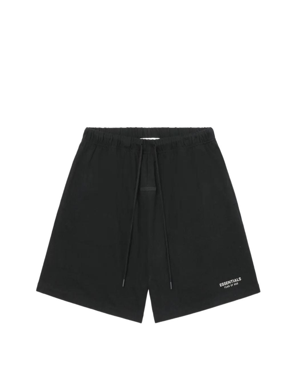 Essentials Black Logo-Print Drawstring Shorts for men